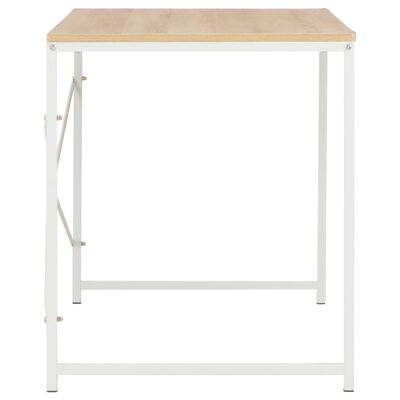 vidaXL Computer Desk White and Oak 47.2"x23.6"x27.6"