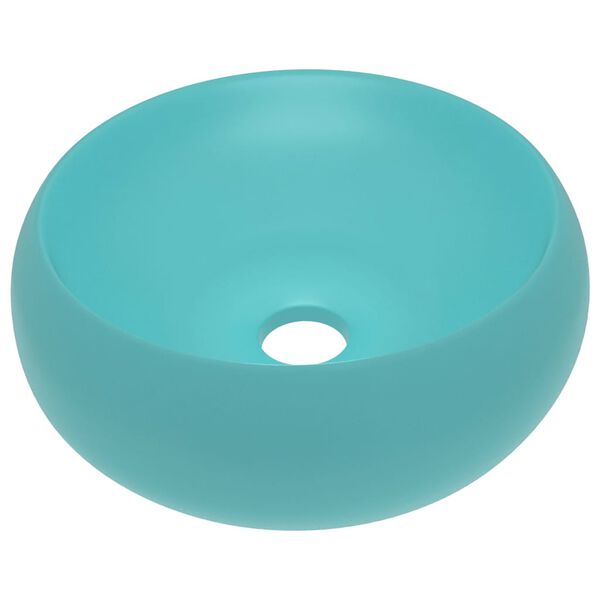 vidaXL Luxury Wash Basin Round Matt Light Green 15.7x5.9" Ceramic