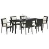 vidaXL Garden Dining Set with Cushion 7 pcs Black Poly Rattan