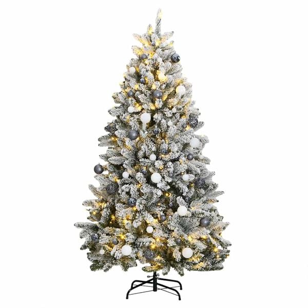vidaXL Artificial Hinged Christmas Tree 300 LEDs & Ball Set 94.5"