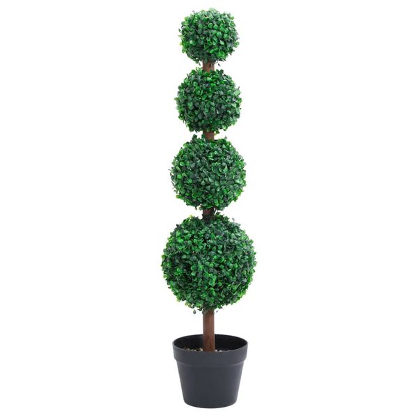 vidaXL Fake Plant Mixed Green Polyethylene, solid eucalyptus wood Medium