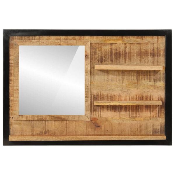 vidaXL Bathroom Mirror Natural mango wood with clear mirror