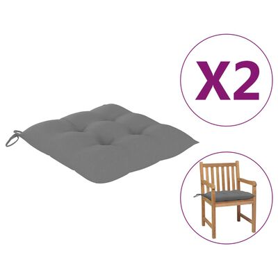vidaXL Chair Cushions 2 pcs Gray 19.7"x19.7"x2.8" Fabric