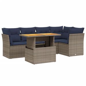 vidaXL 5 Piece Patio Sofa Set with Cushions Gray Poly Rattan