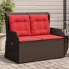 vidaXL Reclining Patio Bench Brown PE rattan 2-seater Removable Covers