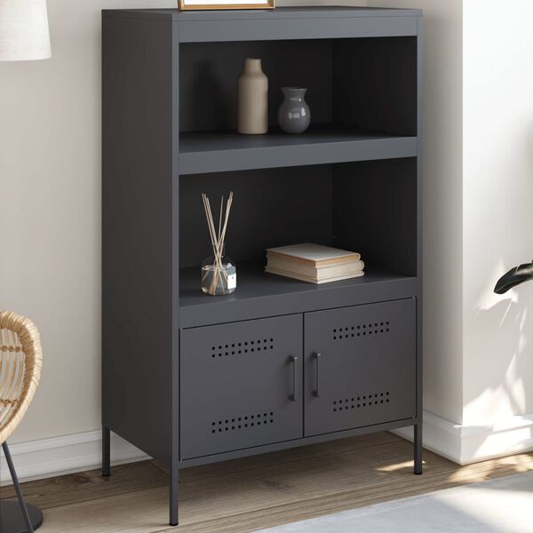 vidaXL Highboard Anthracite Steel 26.8 x 15.4 x 44.5 in Highboard