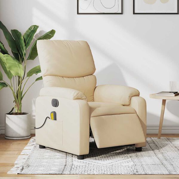 vidaXL Electric Massage Recliner Chair Cream