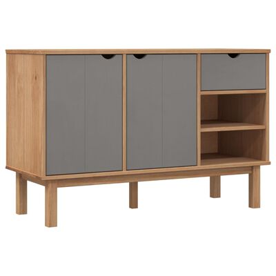 vidaXL Sideboard OTTA Brown and Gray 44.9"x16.9"x28.9" Solid Wood Pine