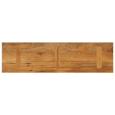 Wide wooden board with visible joinery and contrasting planks/strips, decorative pattern.