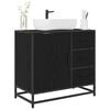 vidaXL Bathroom Cabinet with Drawer Black Oak 25.59 x 12.99 x 23.62 in