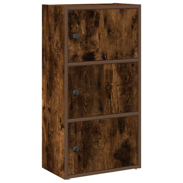 vidaXL Bookcase Smoked Oak Engineered Wood 15.7x9.4x30.3 in Bookcase