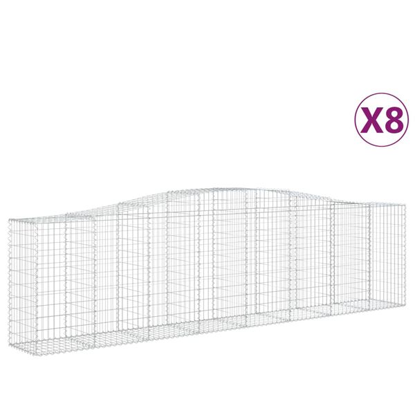 vidaXL Gabion Basket Set of 8 Silver Galvanized iron Large Durable