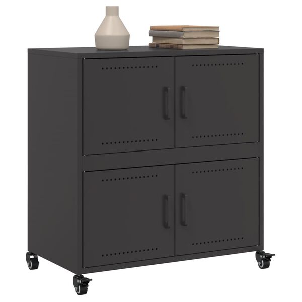 vidaXL Sideboard Black Cold-rolled steel Medium Sideboard Rectangular