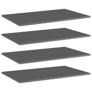 vidaXL Shelf Set of 4 High gloss grey Engineered wood