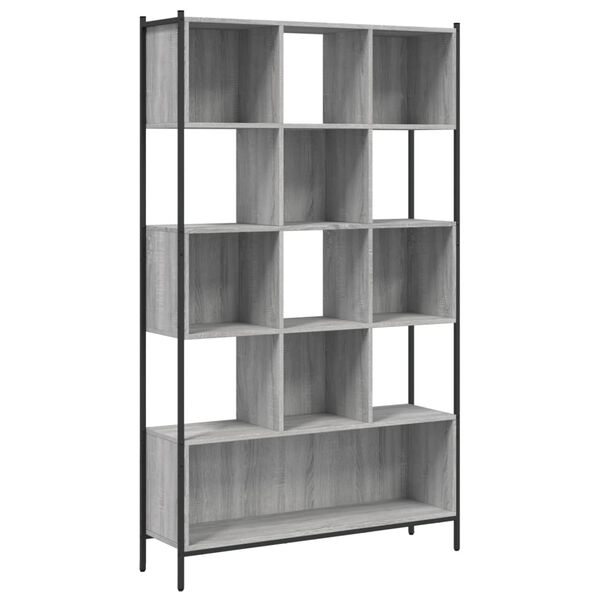 vidaXL Bookcase Grey Sonoma Engineered Wood and Powder-Coated Steel
