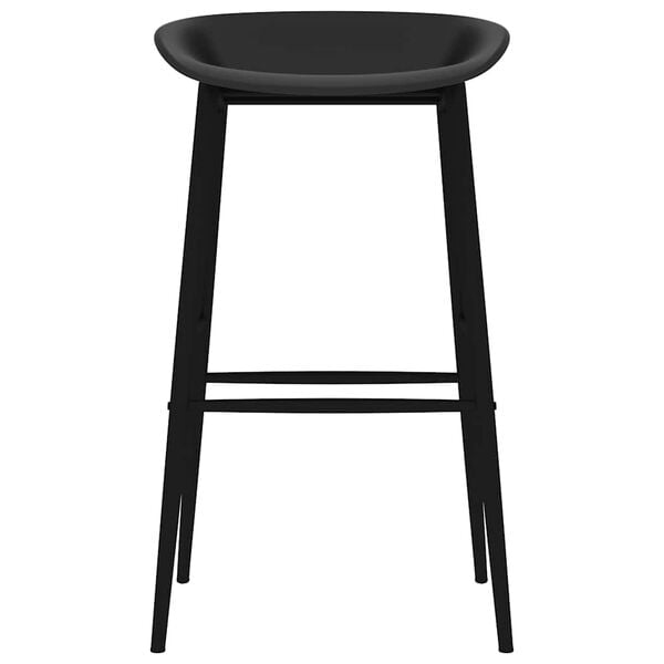 vidaXL Bar Chair Set of 4 Black PP, Coated Steel Standard Bar Height