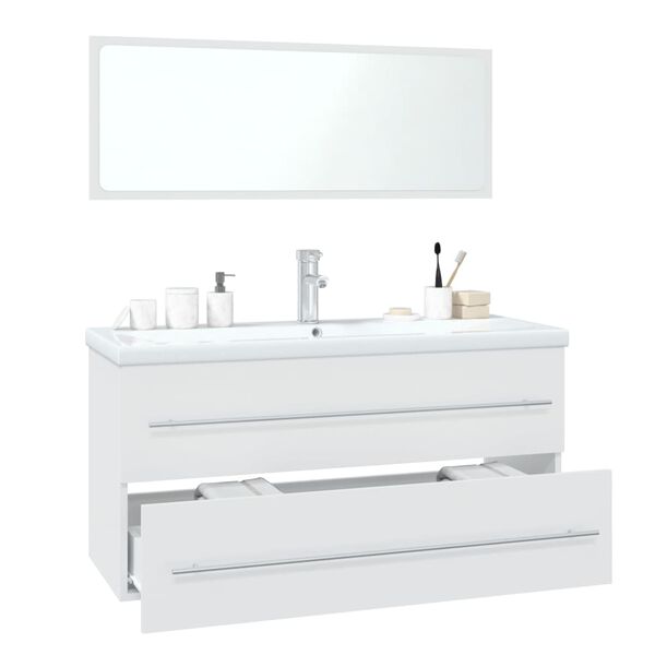 vidaXL Bathroom Furniture Set White Engineered wood and ceramic 39.4 in