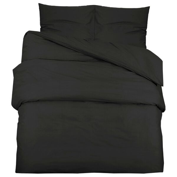 vidaXL Duvet Cover Set Black Microfiber 102.4x94.5 in Lightweight