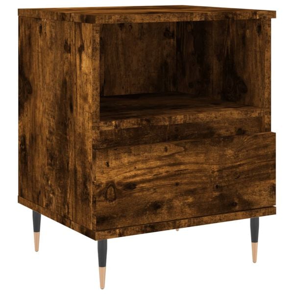 vidaXL Bedside Cabinet Smoked Oak Engineered wood Medium Bedside Cabinet