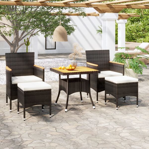 vidaXL Garden Dining Set Black, Cream White Poly Rattan Medium