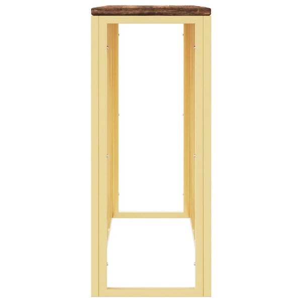 vidaXL Console Table Gold Stainless steel, reclaimed wood Narrow