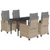 vidaXL 5 Piece Patio Dining Set with Cushions Mix Beige Poly Rattan