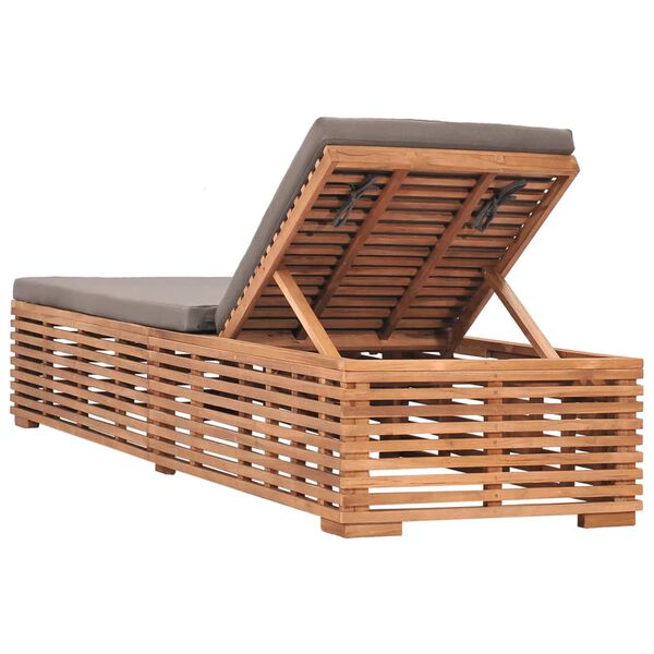 vidaXL Sun Lounger Dark Grey, Natural Teak