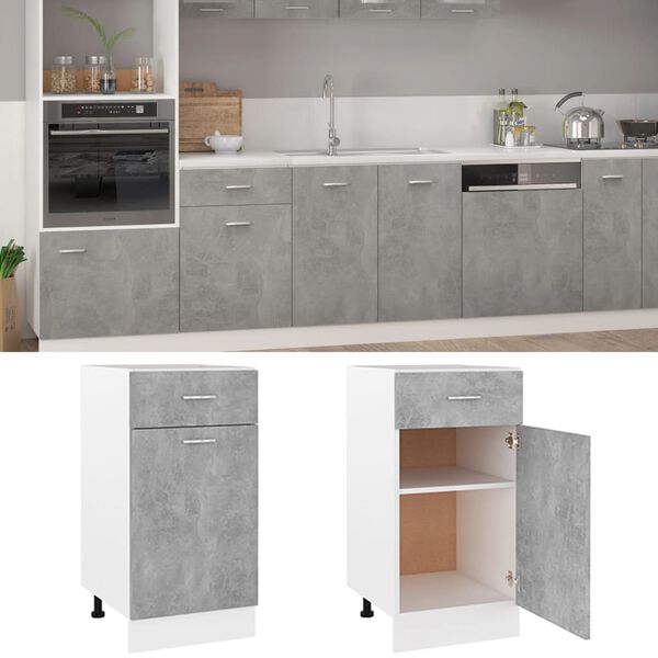 vidaXL Drawer Bottom Cabinet Concrete grey Engineered wood Medium