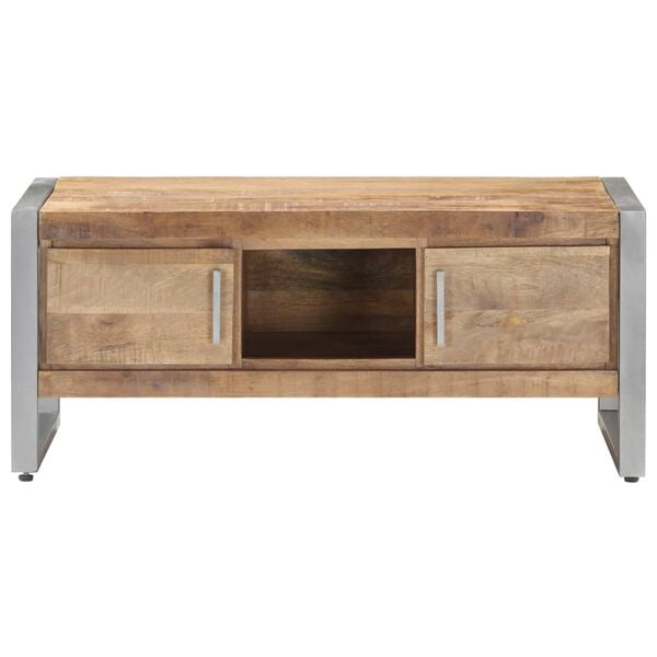 vidaXL Coffee Table Natural wood tones, grey iron Rough mango wood, iron