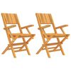 vidaXL Folding Garden Chair Set of 2 Teak Solid teak wood