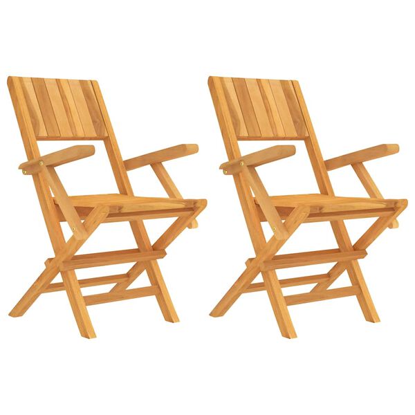 vidaXL Folding Garden Chair Set of 2 Teak Solid teak wood