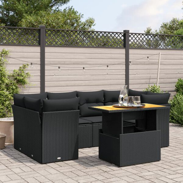 vidaXL Garden Sofa Set Black