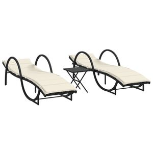 vidaXL Sun Lounger Set of 2 Black PE rattan UV-resistant materials