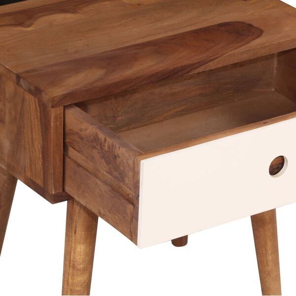 vidaXL Bedside Table Brown Solid Acacia wood 17.7x11.8x17.7 in Modern