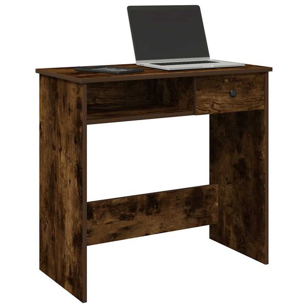 vidaXL Desk Smoked oak Engineered wood Medium Writing Desk Rectangular