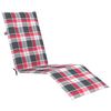 vidaXL Patio Deck Chair Wooden pattern, Red check pattern cushion