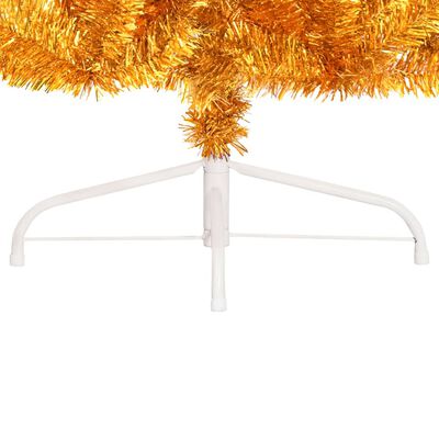 vidaXL Artificial Half Christmas Tree with Stand Gold 7 ft PET