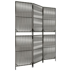 vidaXL Room Divider 3 Panels Gray Poly Rattan