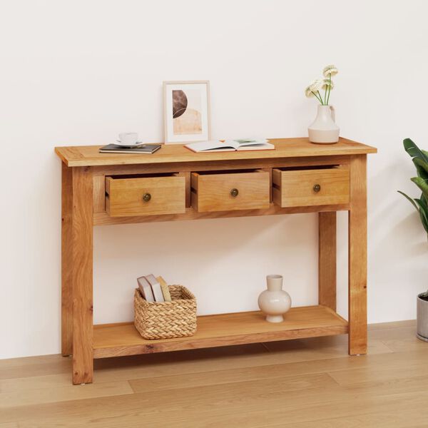 vidaXL Console Table Oak Solid oak wood, veneered MDF Compact