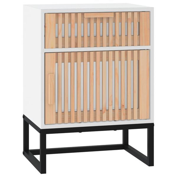 vidaXL Bedside Cabinet White 15.7x11.8x21.9" Engineered Wood&Iron