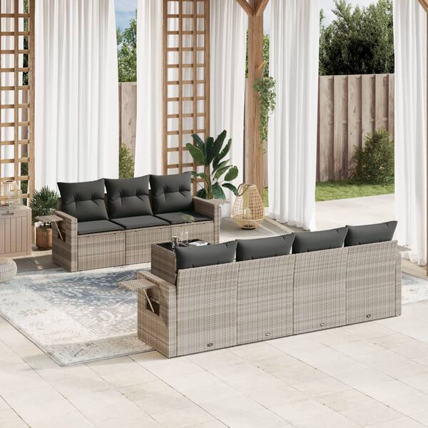 vidaXL Garden Sofa Set Light Gray PE Rattan Modular - Configurable Sizes