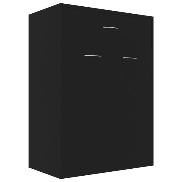 vidaXL Shoe Cabinet Black 23.6x13.8x33.1" Engineered Wood