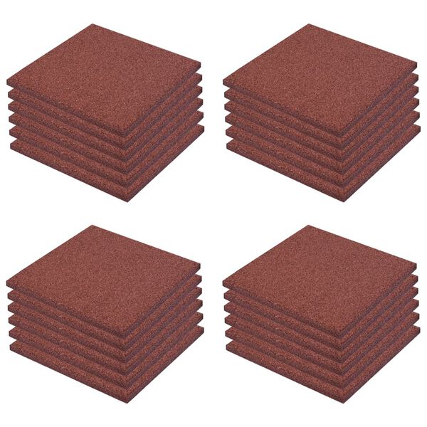 vidaXL Fall Protection Tiles 24 pcs Rubber 19.7x19.7x1.2" Red (4x91786)