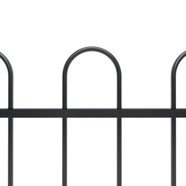 vidaXL Garden Fence with Hoop Top Steel 491.3"x31.5" Black