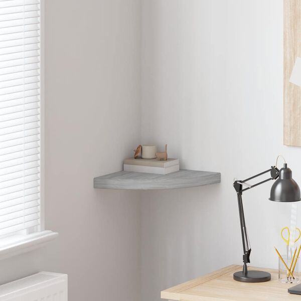 vidaXL Wall Corner Shelf Concrete gray Honeycomb MDF 13.8 in corner size