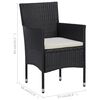 vidaXL 3 Piece Patio Bistro Set Poly Rattan and Acacia Wood Black