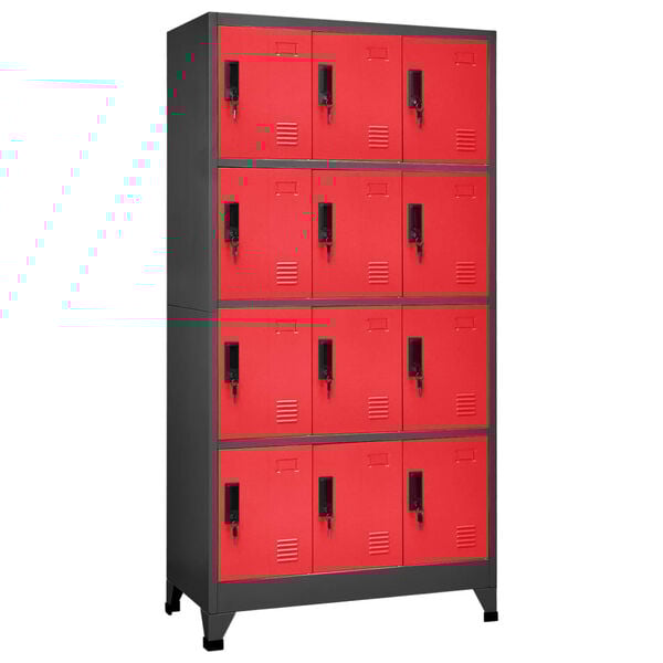 vidaXL Locker Cabinet Anthracite and Red Steel Large Locker Cabinet