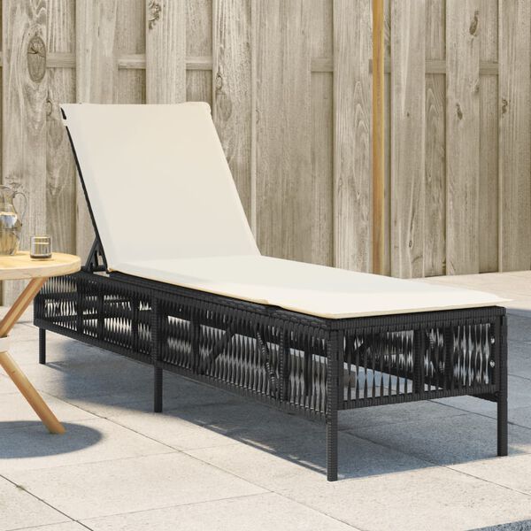 vidaXL Sun Lounger Black, Cream White