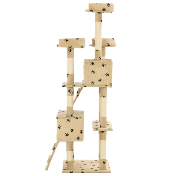 vidaXL Cat Tree Beige with paw prints Particle board Extra Tall Cat Tree