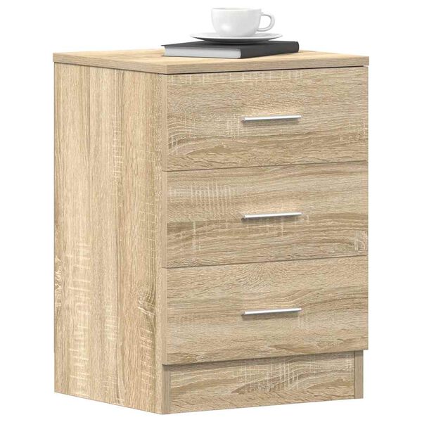 vidaXL Bedside Cabinet Sonoma Oak Engineered Wood Smooth Sliding